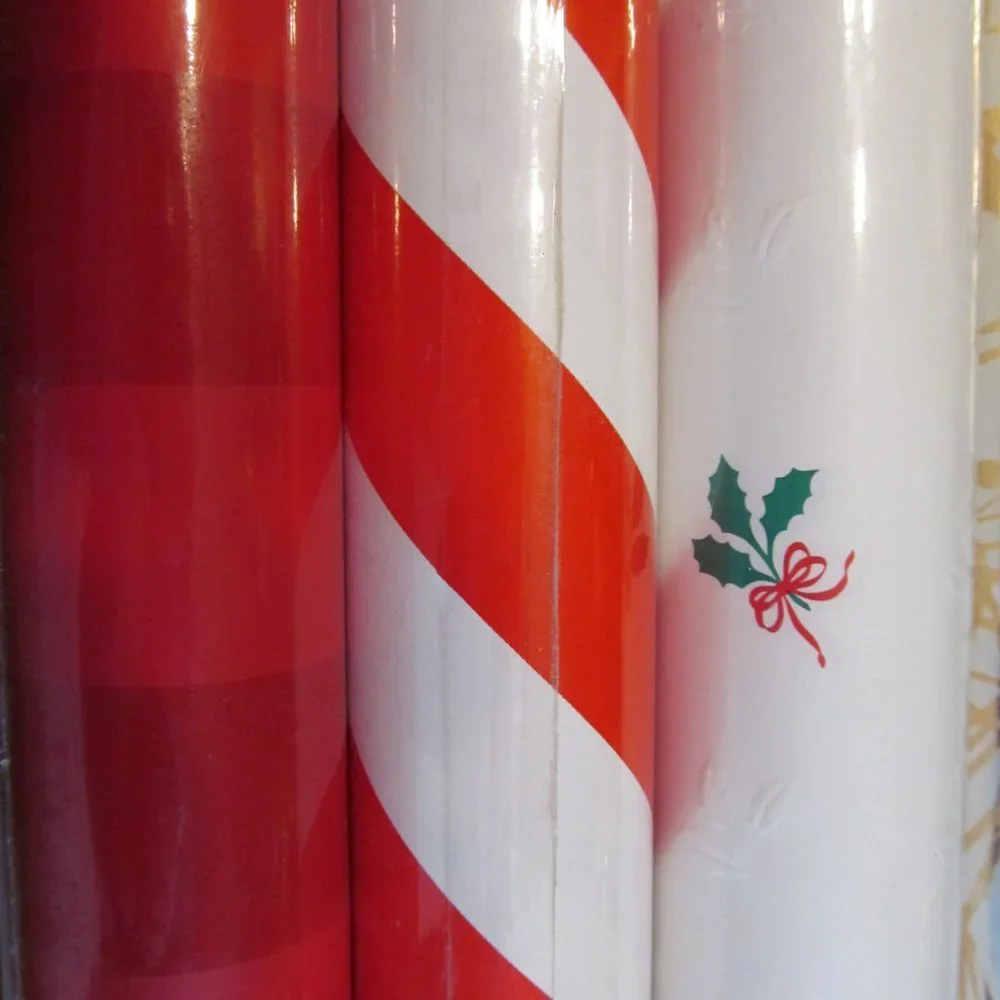 Vintage NEW Hallmark Wrapping Paper Holly Candy Cane ~ 5 Rolls New in Packages
